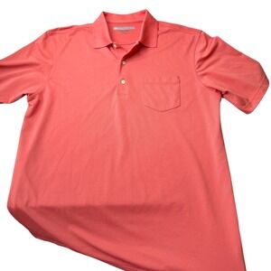 Greg Norman Play Dry Polo Men L Coral Pink Technical Golf Shirt Breathable